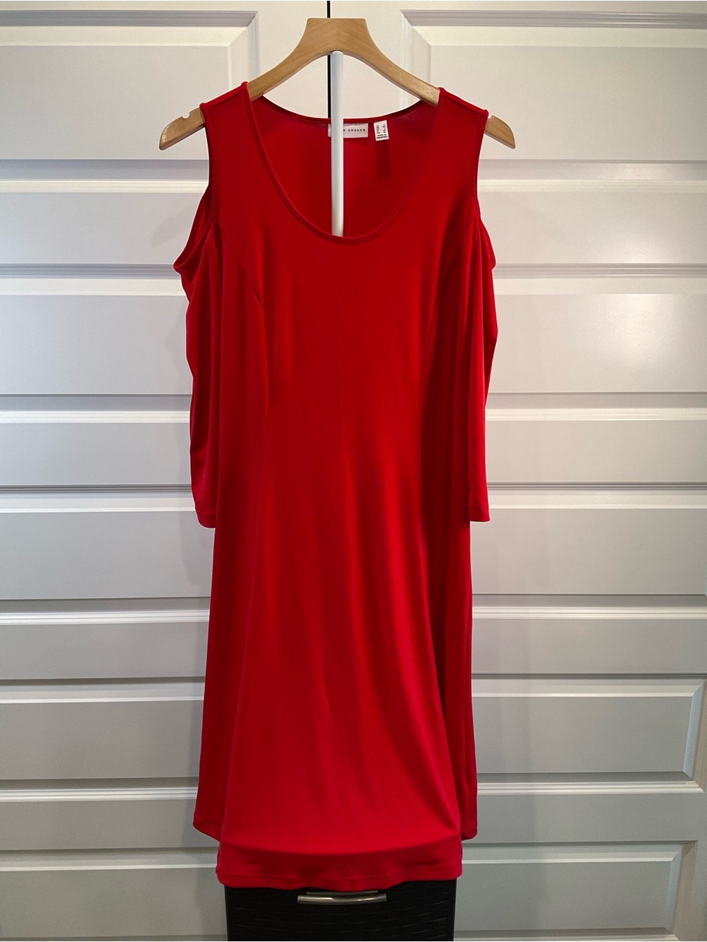 Susan Graver Vibrant Red Cold-Shoulder Sheath Dress